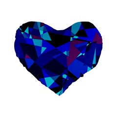 Blue Broken Glass Standard 16  Premium Flano Heart Shape Cushions by Valentinaart