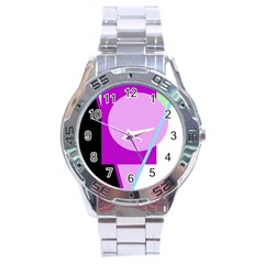 Purple Geometric Design Stainless Steel Analogue Watch by Valentinaart