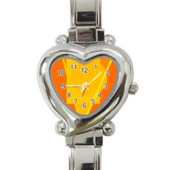 Orange Abstract Design Heart Italian Charm Watch by Valentinaart