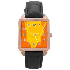 Orange Abstract Design Rose Gold Leather Watch 