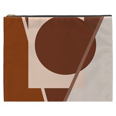 Brown Geometric Design Cosmetic Bag (xxxl)  by Valentinaart