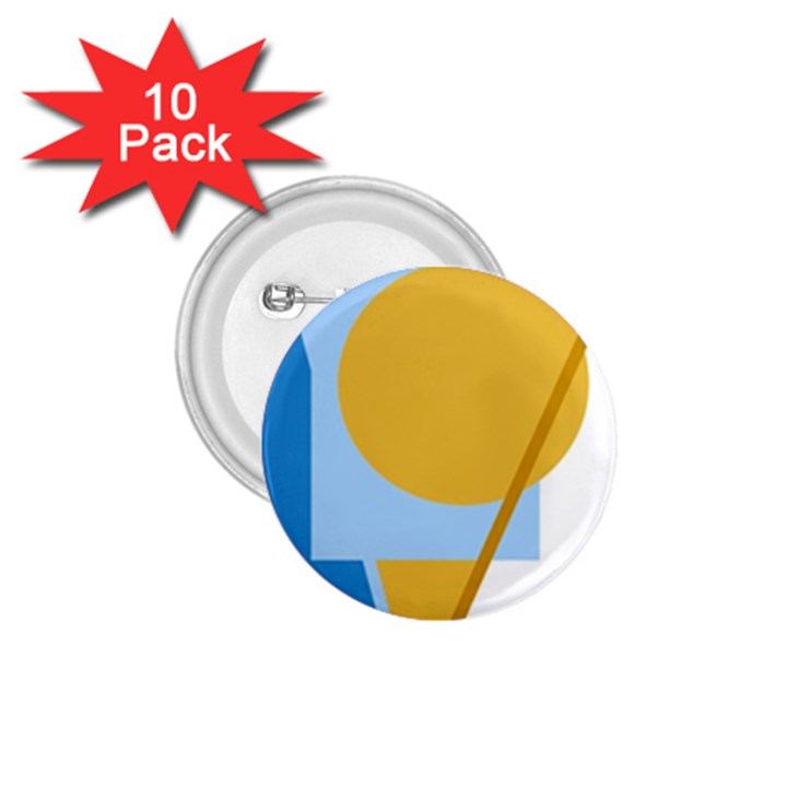 Blue and yellow abstract design 1.75  Buttons (10 pack)