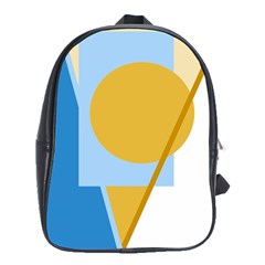 Blue And Yellow Abstract Design School Bags (xl)  by Valentinaart