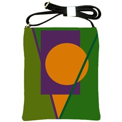 Green And Orange Geometric Design Shoulder Sling Bags by Valentinaart