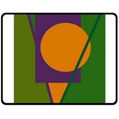 Green And Orange Geometric Design Double Sided Fleece Blanket (medium)  by Valentinaart