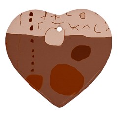 Brown Abstract Design Ornament (heart)  by Valentinaart