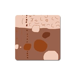 Brown Abstract Design Square Magnet by Valentinaart