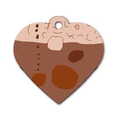 Brown Abstract Design Dog Tag Heart (two Sides) by Valentinaart