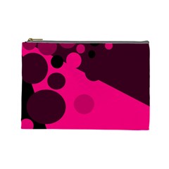 Pink Dots Cosmetic Bag (large)  by Valentinaart