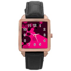 Pink Dots Rose Gold Leather Watch 
