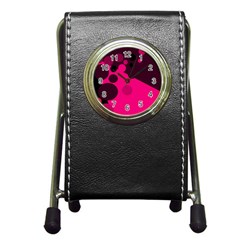 Pink Dots Pen Holder Desk Clocks