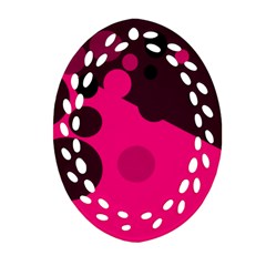 Pink Dots Oval Filigree Ornament (2-side)  by Valentinaart