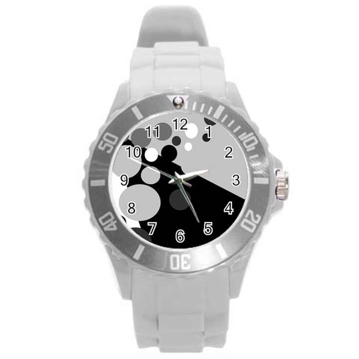 Gray decorative dots Round Plastic Sport Watch (L)