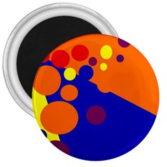 Blue And Orange Dots 3  Magnets by Valentinaart