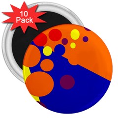 Blue And Orange Dots 3  Magnets (10 Pack)  by Valentinaart