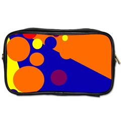 Blue And Orange Dots Toiletries Bags 2-side by Valentinaart