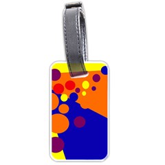 Blue And Orange Dots Luggage Tags (one Side)  by Valentinaart