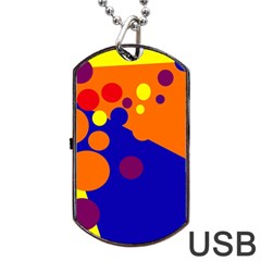 Blue And Orange Dots Dog Tag Usb Flash (two Sides) 