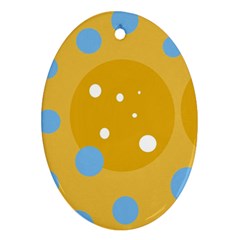 Blue And Yellow Moon Oval Ornament (two Sides) by Valentinaart