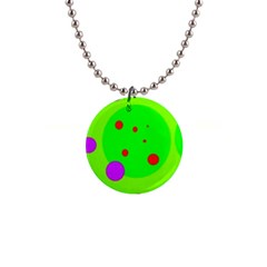 Green And Purple Dots Button Necklaces by Valentinaart