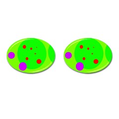 Green And Purple Dots Cufflinks (oval) by Valentinaart