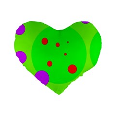 Green And Purple Dots Standard 16  Premium Heart Shape Cushions by Valentinaart