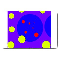 Purple And Yellow Dots Large Doormat  by Valentinaart