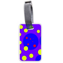 Purple And Yellow Dots Luggage Tags (one Side)  by Valentinaart