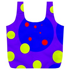 Purple And Yellow Dots Full Print Recycle Bags (l)  by Valentinaart