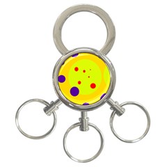 Yellow And Purple Dots 3-ring Key Chains by Valentinaart