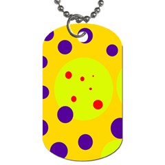 Yellow And Purple Dots Dog Tag (one Side) by Valentinaart