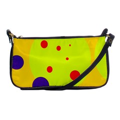 Yellow And Purple Dots Shoulder Clutch Bags by Valentinaart