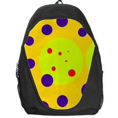 Yellow And Purple Dots Backpack Bag by Valentinaart