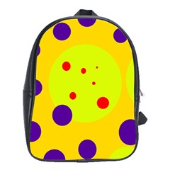 Yellow And Purple Dots School Bags (xl)  by Valentinaart