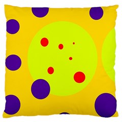 Yellow And Purple Dots Large Flano Cushion Case (one Side) by Valentinaart