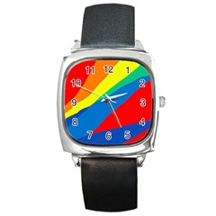 Colorful Abstract Design Square Metal Watch by Valentinaart