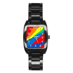 Colorful Abstract Design Stainless Steel Barrel Watch by Valentinaart
