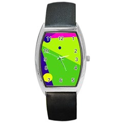 Colorful Abstract Design Barrel Style Metal Watch by Valentinaart
