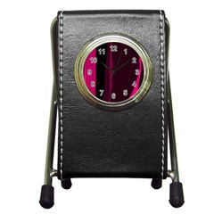 Pink And Black Lines Pen Holder Desk Clocks