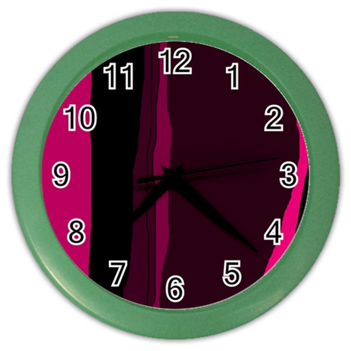 Pink and black lines Color Wall Clocks