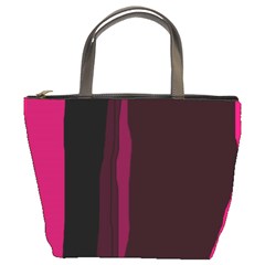 Pink And Black Lines Bucket Bags