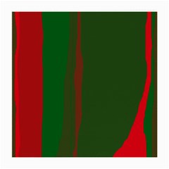 Green And Red Lines Medium Glasses Cloth (2-side) by Valentinaart