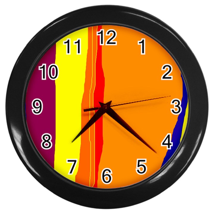 Hot colorful lines Wall Clocks (Black)