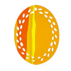 Yellow And Orange Lines Oval Filigree Ornament (2-side)  by Valentinaart