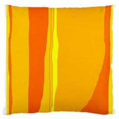 Yellow And Orange Lines Large Cushion Case (two Sides) by Valentinaart