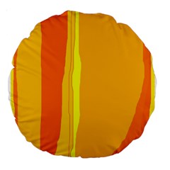 Yellow And Orange Lines Large 18  Premium Round Cushions by Valentinaart