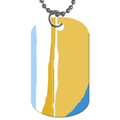 Blue And Yellow Lines Dog Tag (two Sides) by Valentinaart