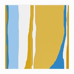 Blue And Yellow Lines Medium Glasses Cloth (2-side) by Valentinaart