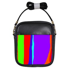 Colorful Decorative Lines Girls Sling Bags