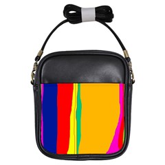 Colorful Lines Girls Sling Bags by Valentinaart